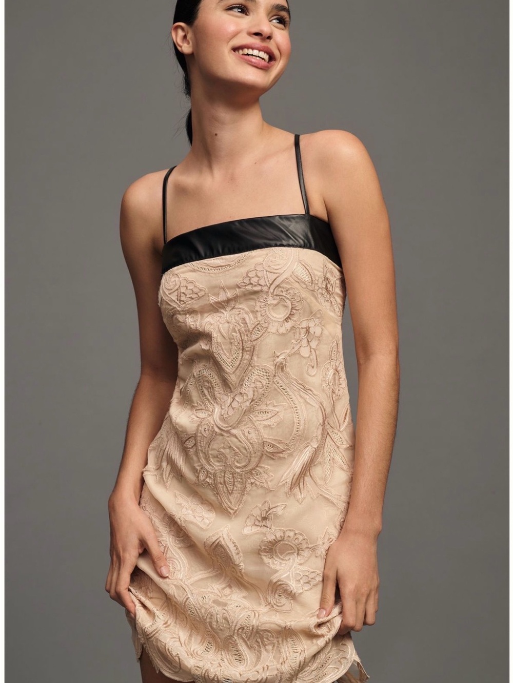 Maeve Square neck Lace Mini Dress
